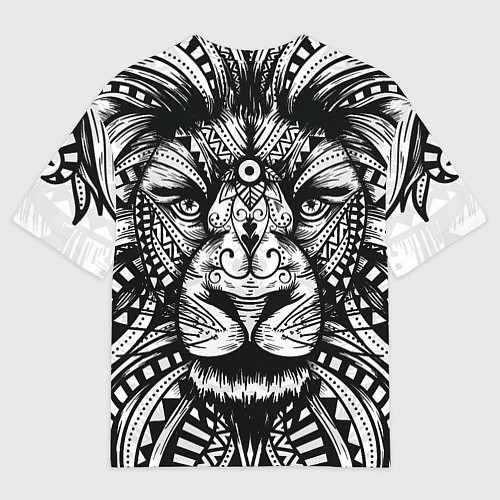 Мужская футболка оверсайз Черно белый Африканский Лев Black and White Lion / 3D-принт – фото 2
