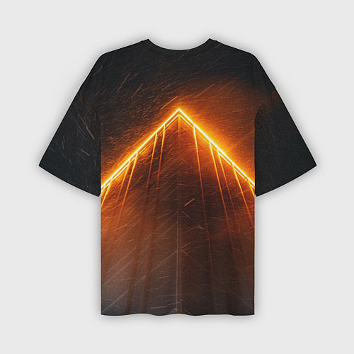 Мужская футболка оверсайз Неоновая крыша здания - Оранжевый / 3D-принт – фото 2