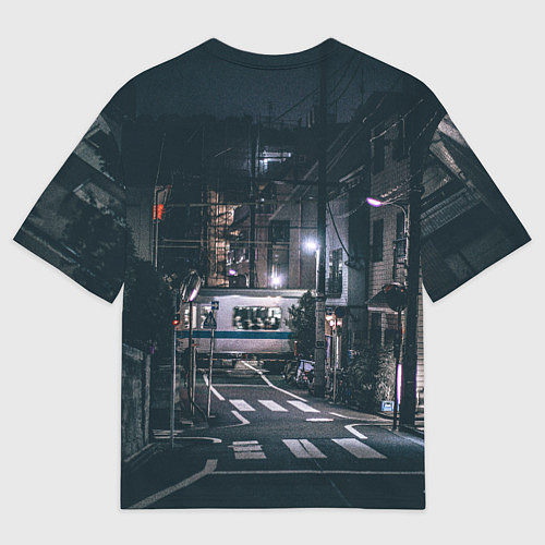 Мужская футболка оверсайз Ночная улица города - Белый / 3D-принт – фото 2