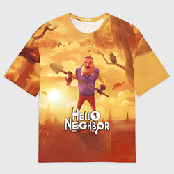 Мужская футболка оверсайз Hello Neighbor Привет сосед Сосед с лопатой