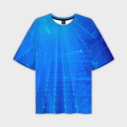 Футболка оверсайз мужская Неоновый фонари и лучи - Синий, цвет: 3D-принт