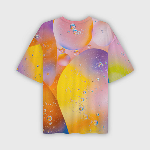 Мужская футболка оверсайз Абстрактные фигуры и пузырьки - Оранжевый / 3D-принт – фото 2