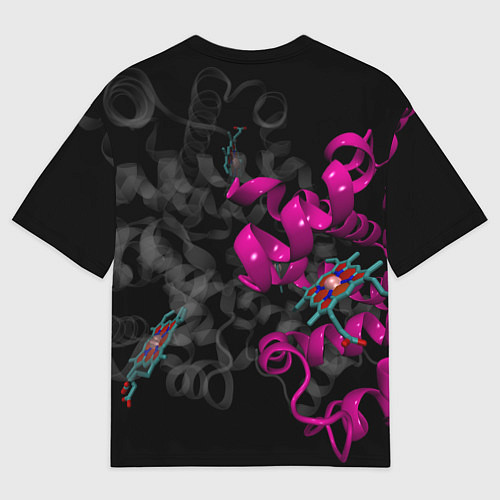 Мужская футболка оверсайз Абстрактные 3D молекулы и соединения - Розовый / 3D-принт – фото 2