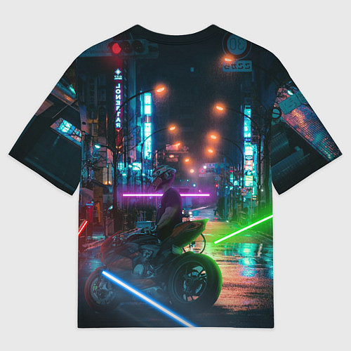 Мужская футболка оверсайз Городской неон / 3D-принт – фото 2
