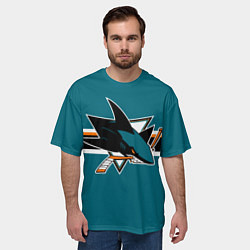 Футболка оверсайз мужская Сан-Хосе Шаркс форма, цвет: 3D-принт — фото 2