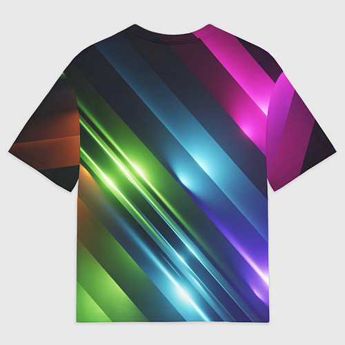 Мужская футболка оверсайз Неоновые линии во тьме - Синий / 3D-принт – фото 2
