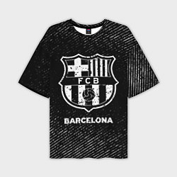 Мужская футболка оверсайз Barcelona с потертостями на темном фоне