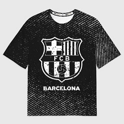 Футболка оверсайз мужская Barcelona с потертостями на темном фоне, цвет: 3D-принт