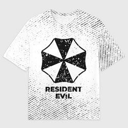 Мужская футболка оверсайз Resident Evil с потертостями на светлом фоне