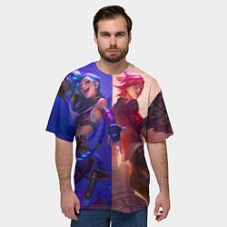 Футболка оверсайз мужская Ви и Джинкс из Лиги легенд спина к спине, цвет: 3D-принт — фото 2