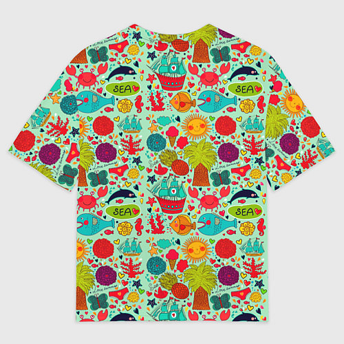 Мужская футболка оверсайз LOVE SUMMER SEA / 3D-принт – фото 2