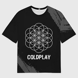 Футболка оверсайз мужская Coldplay Glitch на темном фоне, цвет: 3D-принт