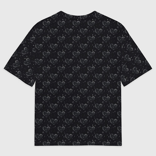Мужская футболка оверсайз Серые сердца на темном фоне / 3D-принт – фото 2