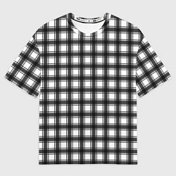 Мужская футболка оверсайз Black and white trendy checkered pattern