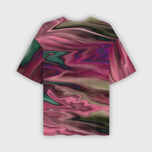 Мужская футболка оверсайз Абстрактный размытый узор в розово-зеленых цветах / 3D-принт – фото 2
