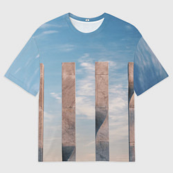 Футболка оверсайз мужская Абстрактные блоки и небо - Голубой, цвет: 3D-принт
