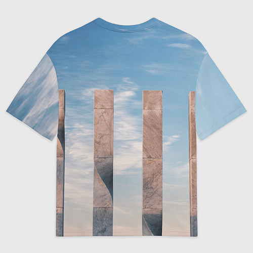Мужская футболка оверсайз Абстрактные блоки и небо - Голубой / 3D-принт – фото 2