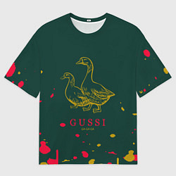 Футболка оверсайз мужская Gucci - ga ga ga - краска, цвет: 3D-принт