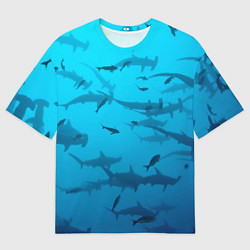 Футболка оверсайз мужская Акулы - океан, цвет: 3D-принт