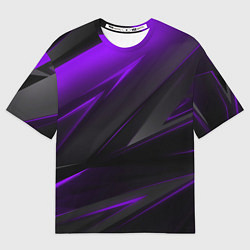 Футболка оверсайз мужская Geometry Черный и фиолетовый, цвет: 3D-принт