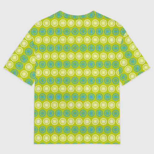 Мужская футболка оверсайз Зеленые и белые кружки / 3D-принт – фото 2