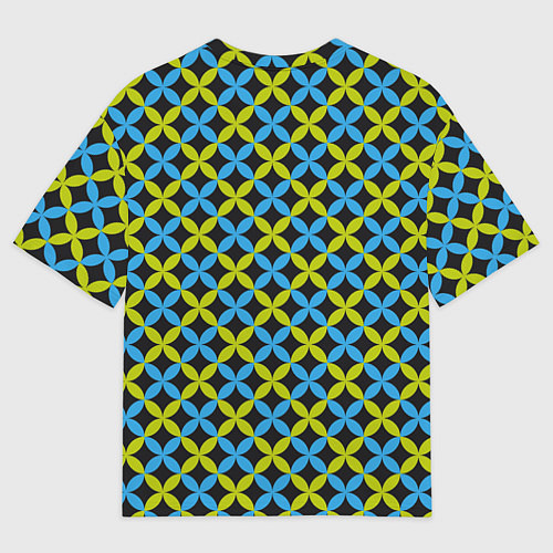 Мужская футболка оверсайз Зеленые и синие листочки паттерн / 3D-принт – фото 2