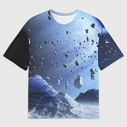 Мужская футболка оверсайз Космический пейзаж с ледяными скалами