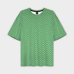 Мужская футболка оверсайз Зеленые зигзаги