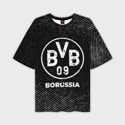 Мужская футболка оверсайз Borussia с потертостями на темном фоне