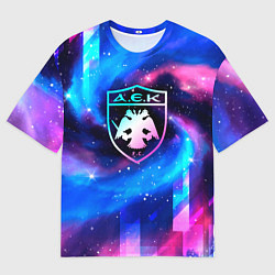 Футболка оверсайз мужская AEK Athens Неоновый Космос, цвет: 3D-принт