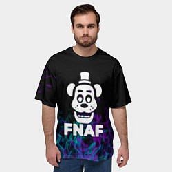 Футболка оверсайз мужская Five Nights At Freddys - огонь неон, цвет: 3D-принт — фото 2