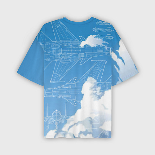 Мужская футболка оверсайз Истребитель-бомбардировщик Су-34 в облаках / 3D-принт – фото 2