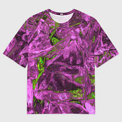 Футболка оверсайз мужская Неоновые куски льда - Розовый, цвет: 3D-принт