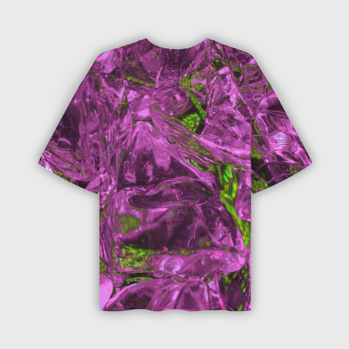 Мужская футболка оверсайз Неоновые куски льда - Розовый / 3D-принт – фото 2