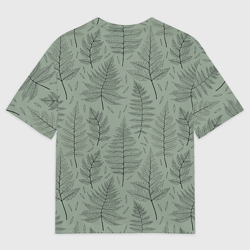 Мужская футболка оверсайз Листья папоротника на зеленом фоне Минимализм / 3D-принт – фото 2
