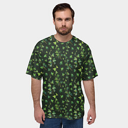 Футболка оверсайз мужская Листья зеленый плюща - паттерн, цвет: 3D-принт — фото 2