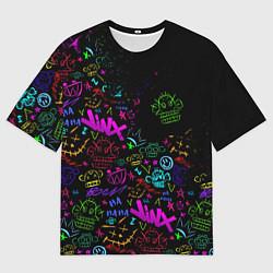 Футболка оверсайз мужская League Of Legends неон - Arcane logo, цвет: 3D-принт