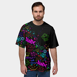 Футболка оверсайз мужская League Of Legends неон - Arcane logo, цвет: 3D-принт — фото 2