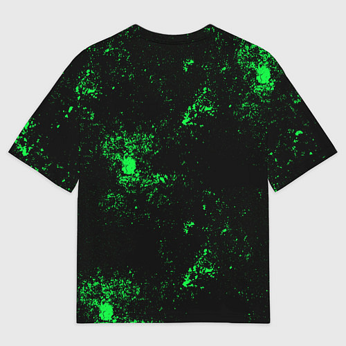 Мужская футболка оверсайз SKODA - ЗЕЛЕНЫЕ БРЫЗГИ / 3D-принт – фото 2