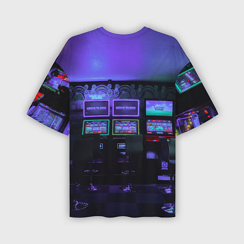 Мужская футболка оверсайз Неоновые игровые автоматы - Фиолетoвый / 3D-принт – фото 2