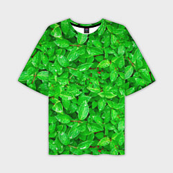 Мужская футболка оверсайз Зелёные листья - текстура