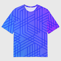Мужская футболка оверсайз Синий градиент geometry