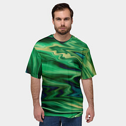 Футболка оверсайз мужская Абстрактный узор в зеленых тонах, цвет: 3D-принт — фото 2