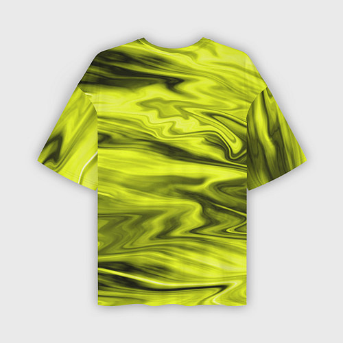 Мужская футболка оверсайз Неоновый желтый с черным абстрактный узор / 3D-принт – фото 2