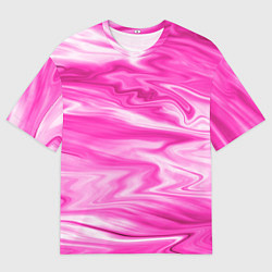 Мужская футболка оверсайз Розовая мраморная текстура