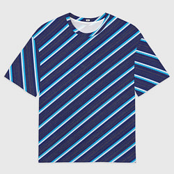 Футболка оверсайз мужская Бирюза в линию, цвет: 3D-принт