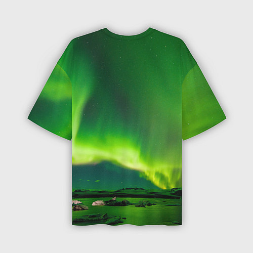 Мужская футболка оверсайз Абстрактное полярное сияние - Зелёный / 3D-принт – фото 2