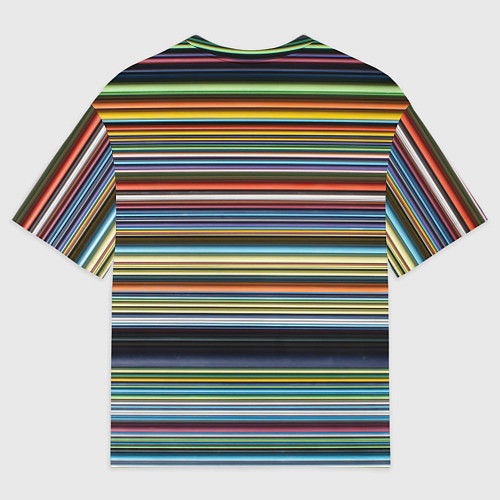 Мужская футболка оверсайз Абстрактное множество разноцветных линий / 3D-принт – фото 2