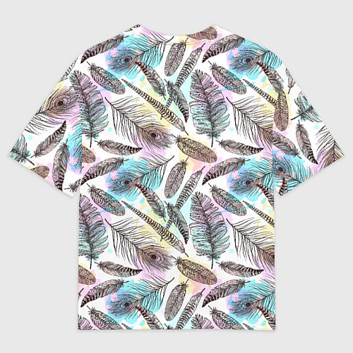 Мужская футболка оверсайз Текстура перьев / 3D-принт – фото 2