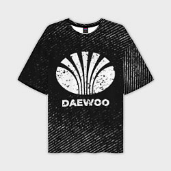 Мужская футболка оверсайз Daewoo с потертостями на темном фоне